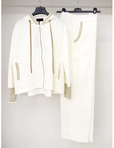 White viscose tracksuit with golden lurex profiles 2