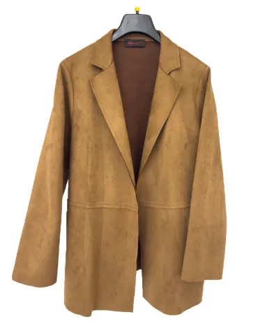 Rubamori Men's suede open jacket in brown suede plus size available