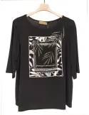 Mercuriali Maglia Blusa nera in viscosa ricami strass fino alla tg 60