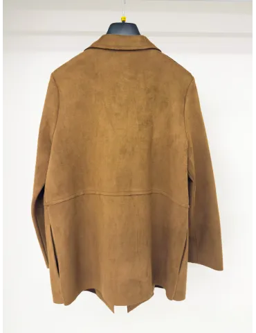 Rubamori Men's suede open jacket in tobacco brown suede 2