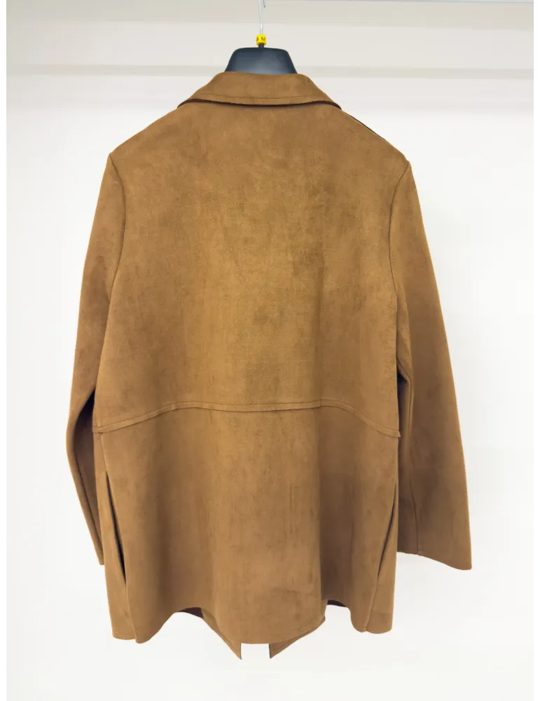 Rubamori Men's suede open jacket in brown suede plus size available