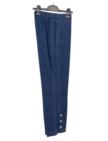 Ankle-length jeans with side stripe detail and buttons