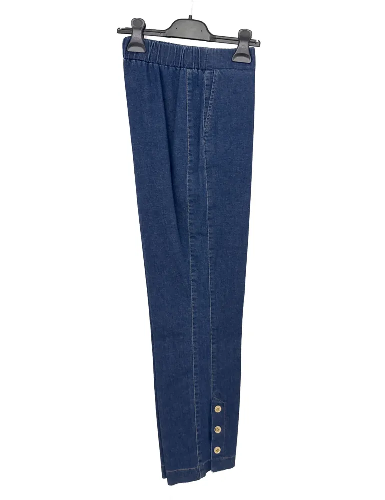 Pantaloni jeans estivi capri con banda laterale Rubamori fino alla 52