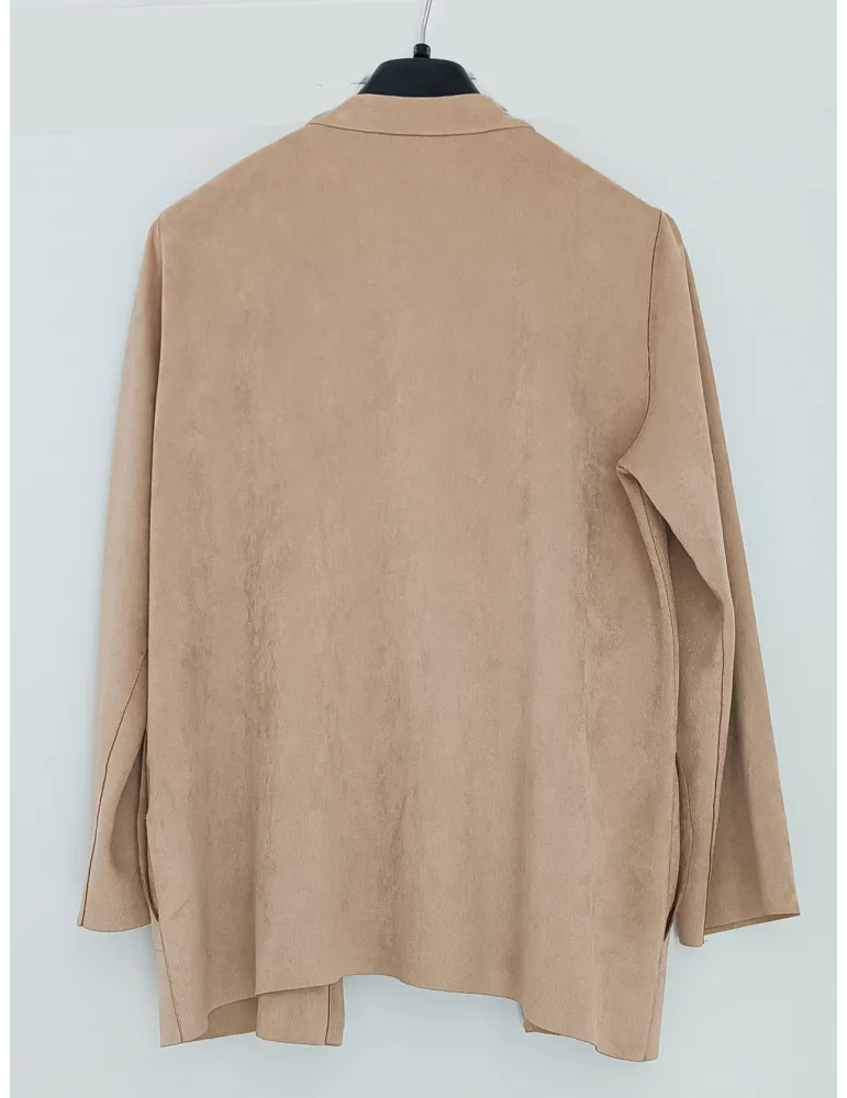 Riva Tricot | Giacca coreana alcantara beige con perle fino alla tg 56