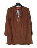 Tobacco brown Korean-style pure linen blouse shirt