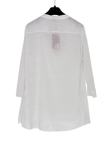 Blusa camicia bianca coreana in puro lino con strass Riva Tricot 2