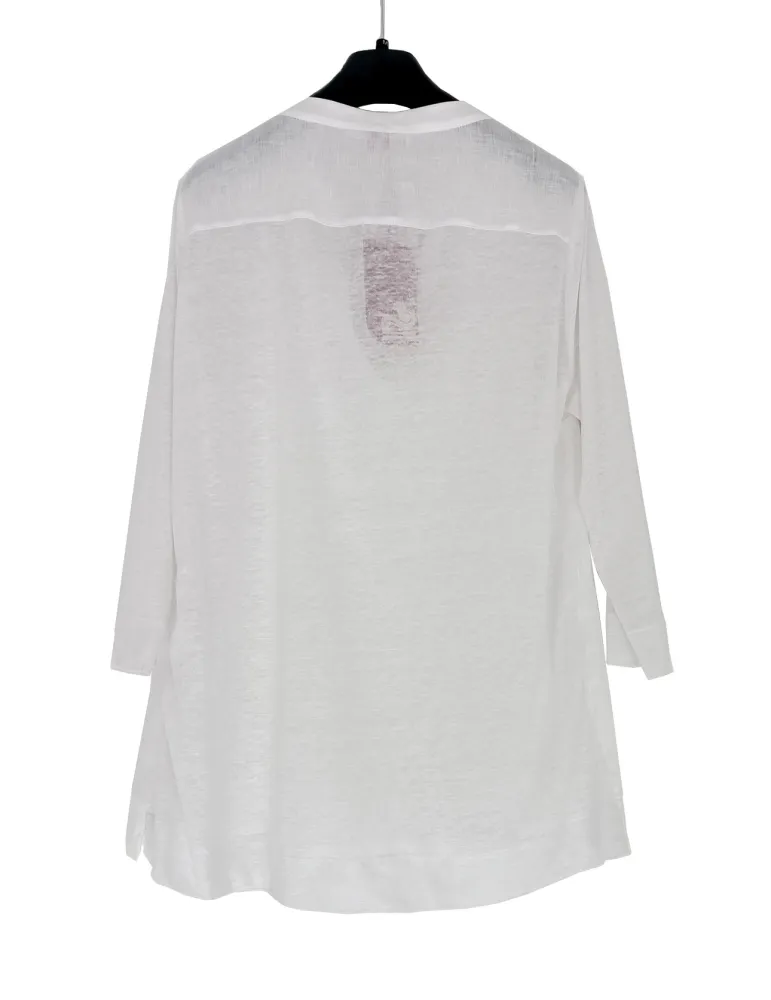 White Korean-style pure linen blouse shirt