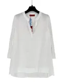White Korean-style pure linen blouse shirt