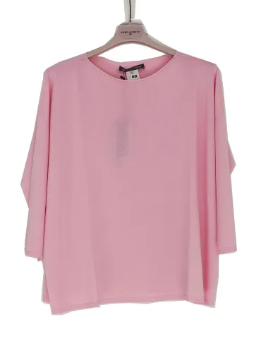 Plain pink lightweight viscose knit boxy sweater