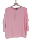 Plain pink lightweight viscose knit boxy sweater