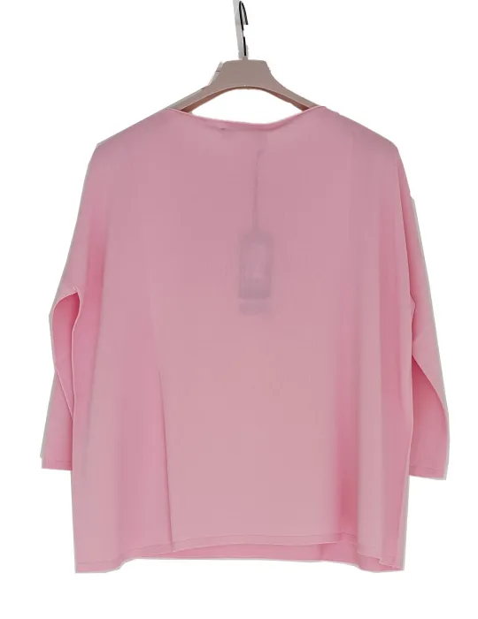 Pullover rosa a scatola in filato di viscosa fino alla 54 Riva Tricot