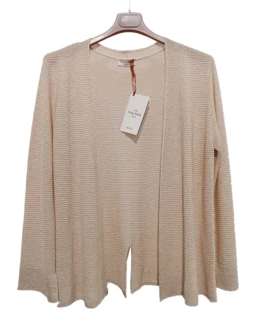 Frida Madè Italian Knitwear | Beige viscose shimmering knit jacket