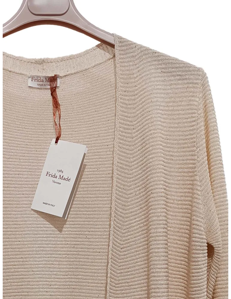 Frida Madè Maglieria Italiana | Cardigan beige sottile lurex oro