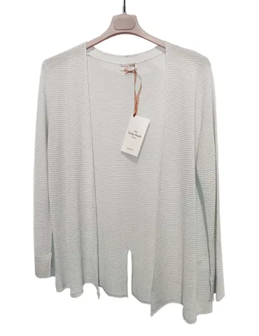 Frida Madè Italian Knitwear | White viscose shimmering knit jacket