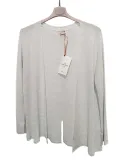 White viscose knit jacket with silver lurex and micro sequins