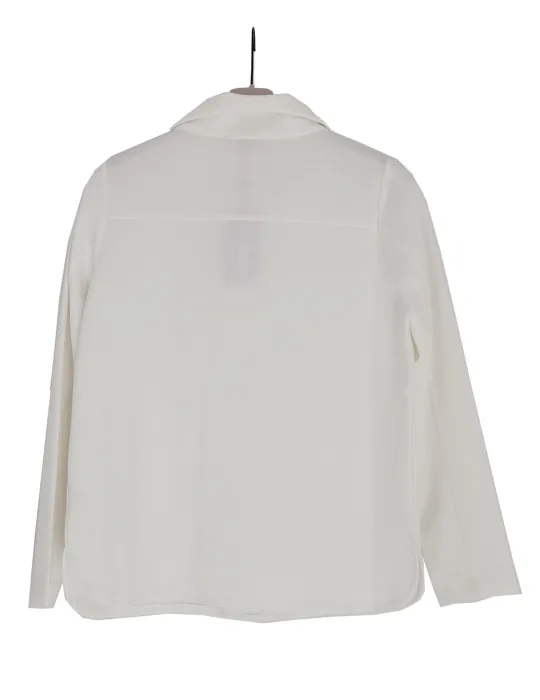 White neoprene-effect sweatshirt jacket with patch pockets
