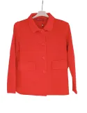 Red neoprene-effect sweatshirt jacket with patch pockets