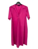 Fuchsia A-line cotton polo dress front pleated | Plus size available