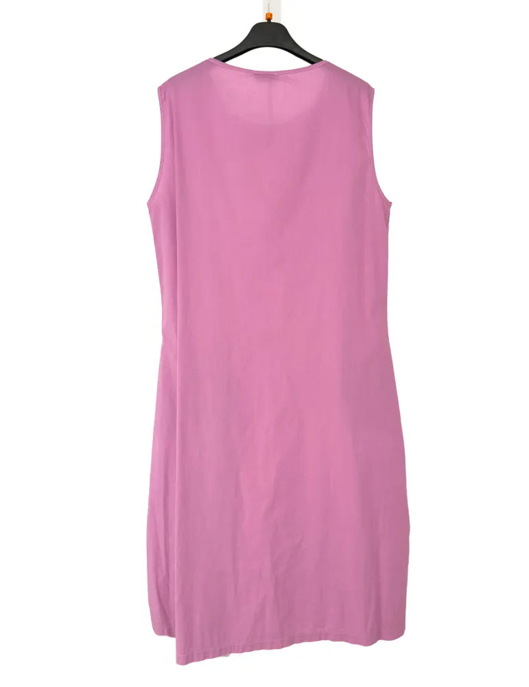 Frida Madè Pink cotton midi tank dress with large pockets