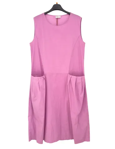 Frida Madè Pink cotton midi tank dress with large pockets