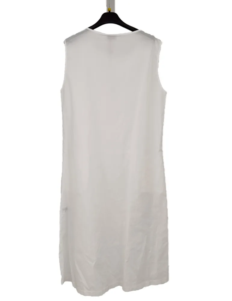 Frida Madè White cotton midi tank dress with large pockets | Plus size
