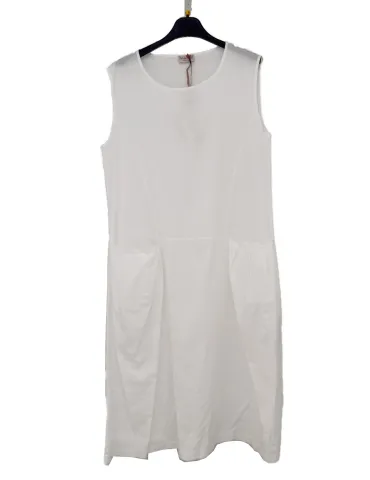 Frida Madè white cotton midi tank dress with large pockets