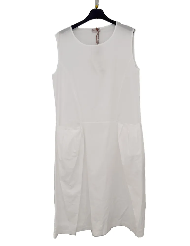 Frida Madè white cotton midi tank dress with large pockets