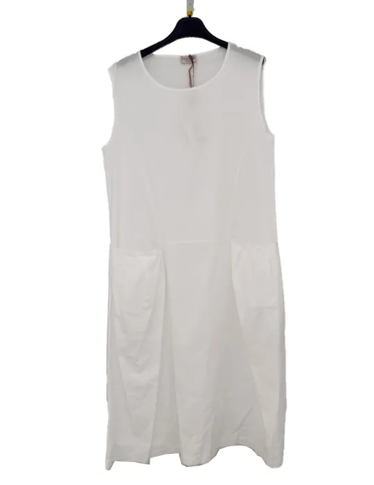 Frida Madè white cotton midi tank dress with large pockets