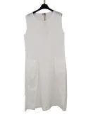 Abito canotta midi in puro cotone bianco con tasconi Frida Madè