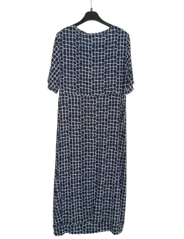 Long white and blue silk balloon dress 2