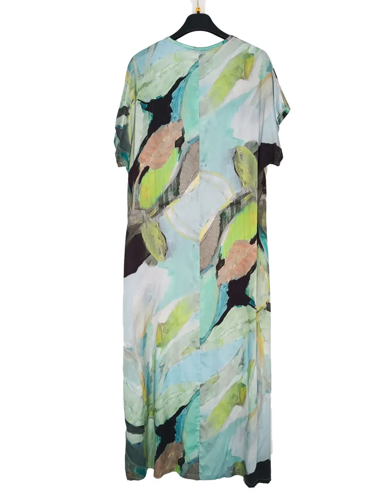 Frida Madè Long dress in viscose satin with central pleat