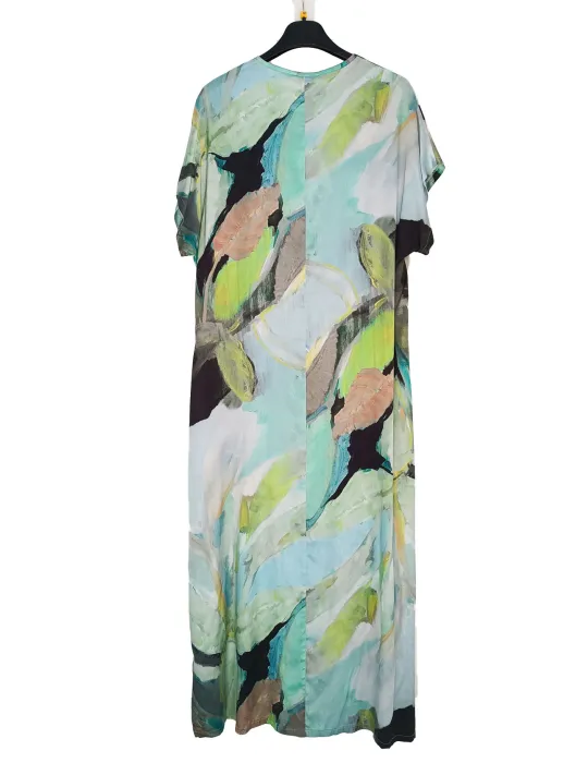 Frida Madè Long dress in viscose satin with central pleat
