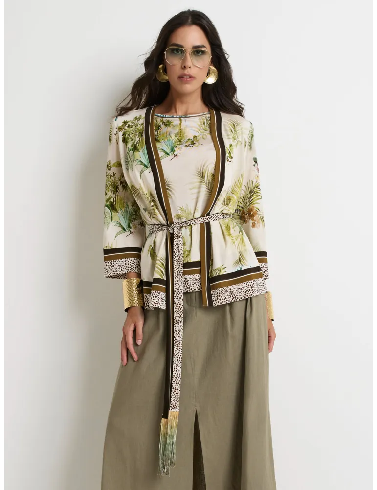 Piero Moretti Tropical Print two pieces Twinset with Belt