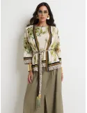 Piero Moretti | Twinset in viscosa fantasia tropicale verde e marrone