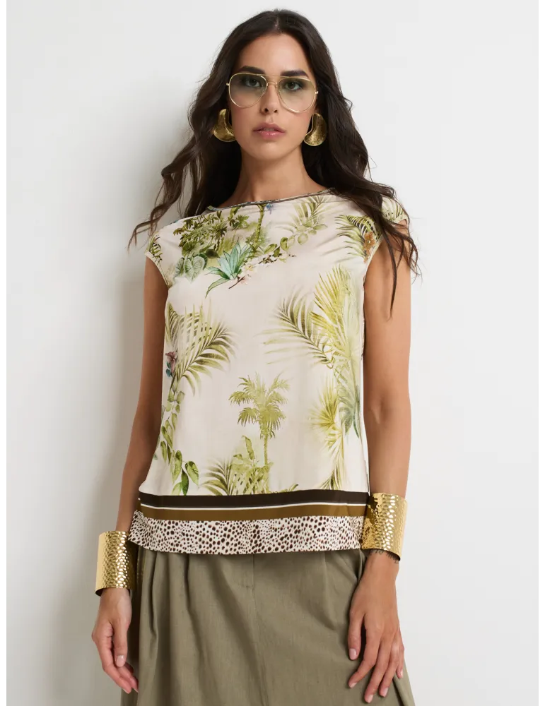 Piero Moretti Tropical Print two pieces Twinset with Belt