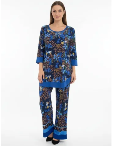 Blue Kaftan with bronze studs Embroidery | Plus size Italian clothing 2