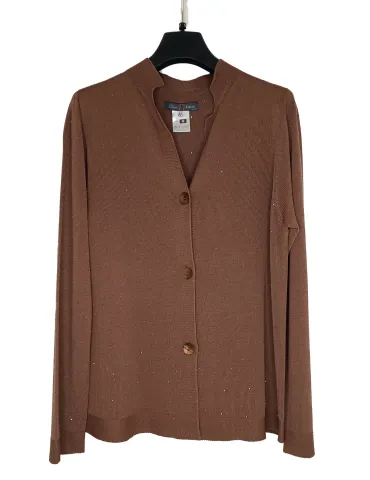 Riva Tricot - Brown Cardigan Jacket with Micro Sequins
