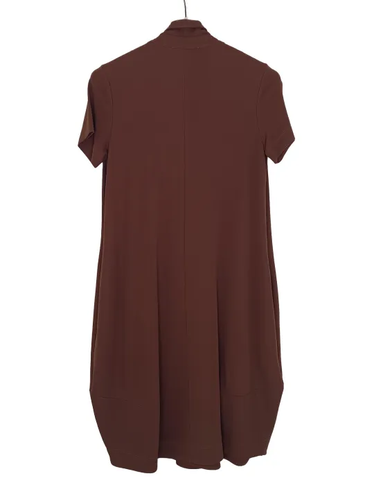 Brown midi balloon polo dress | Plus size natural Italian clothing