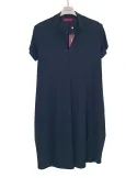 Dark blue midi balloon polo dress with short sleeves