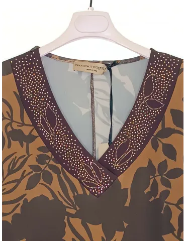 Francesca Mercuriali Cocoa brown long floral caftan dress 2