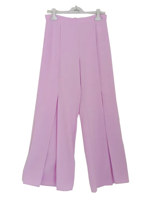 Lilac set with ruffled bustier and palazzo trousers with slit