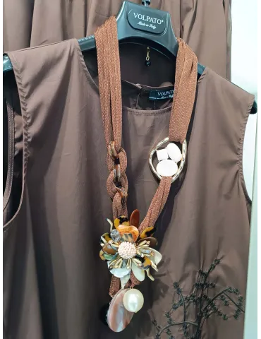 Collana artigianale lunga anallergica con resine perle e cristalli