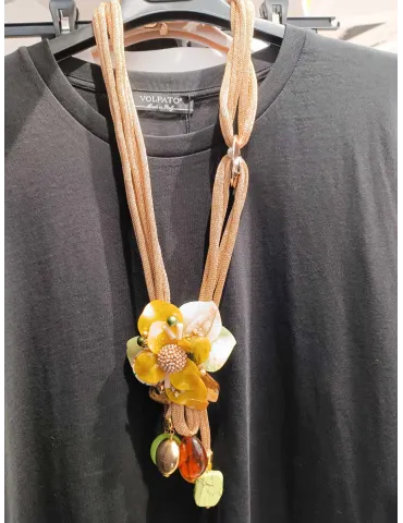 Collana artigianale lunga anallergica con resine perle e cristalli