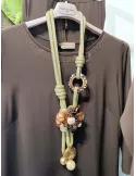 Collana artigianale lunga anallergica con resine perle e cristalli
