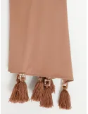 Shop online elegant Beige rectangular stole with crystals and tassels
