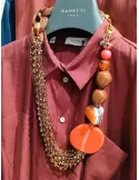 Handmade long necklace with flower pearls and crystals