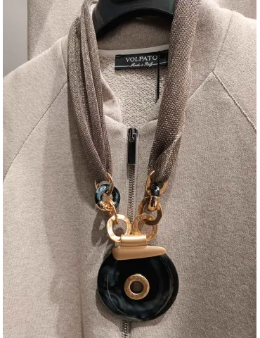 Collana artigianale lunga anallergica con resine perle e cristalli