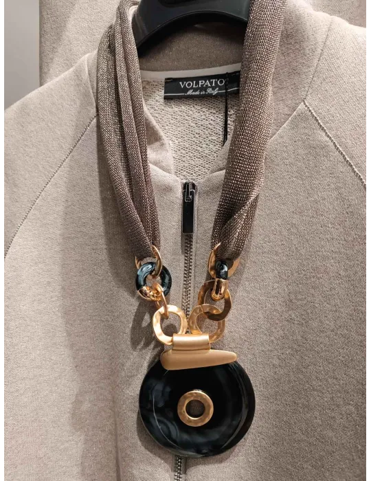 Collana artigianale lunga anallergica con resine perle e cristalli