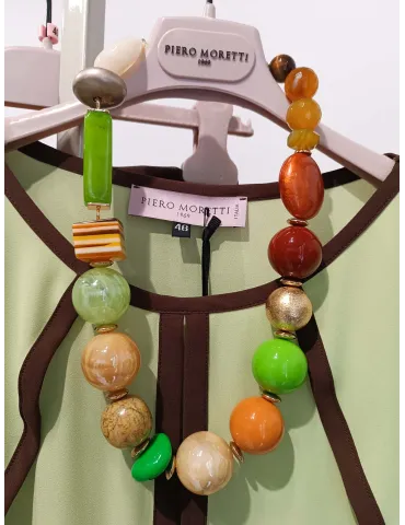 Collana artigianale anallergica con resine perle e cristalli