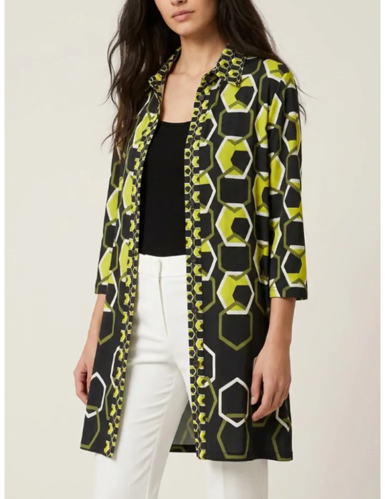 Mercuriali black and lime green long shirt with splits